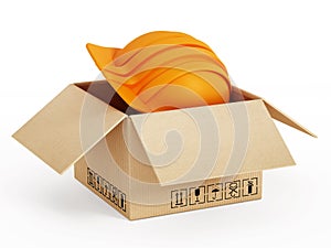 Orange cardboard box