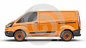 Orange cargo van isolated on white background