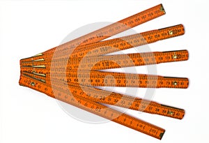 Orange carpenter wooden folding ruler