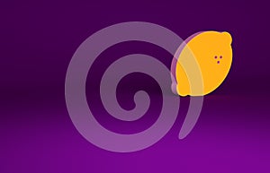 Orange Casino slot machine with lemon symbol icon isolated on purple background. Gambling games. Minimalism concept. 3d