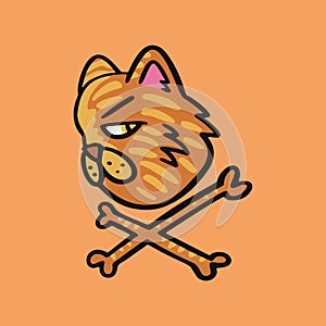 orange cat head design vector style cartoon