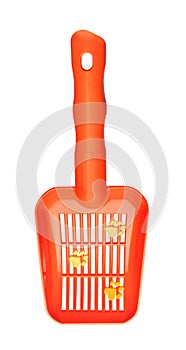 Orange cat litter scoop