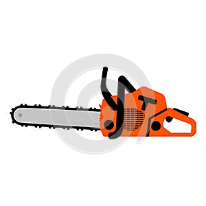 Orange Chainsaw Isolated on White Background