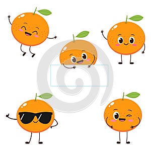 Orange character with funny face set