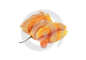 Orange cheiro smell peppers isolated over white background. Typical brazilian ingredient photo
