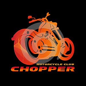 Orange Chopper motorcycle club logo (line blend art style) vector design