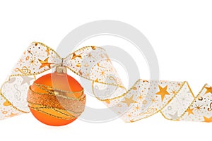 Orange christmas decoration with curly ribbon