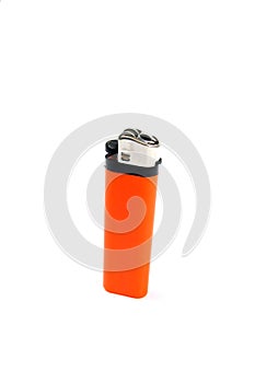 Orange cigarette lighter isolated
