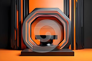 Orange Circle pedestal in eleglance luxuary for product presentation Ai generated