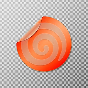 Orange circle round peel off paper sticker