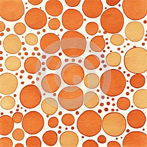 Orange circles on a beige background. Seamless pattern. AI Generated