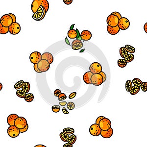orange citrus fresh slice juice vector seamless pattern