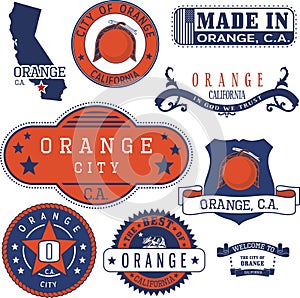 Orange city, CA. Stamps and signs