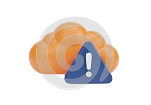 Orange cloud with blue warning sign and exclamation mark alerts