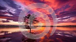 orange clouds on horizon