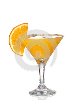 orange cocktail in a martini glass isolated