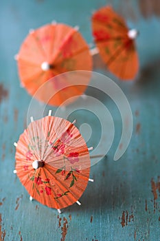 Orange cocktail paper umbrellas