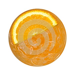 Orange cocktail top view isolated on white background, clipping