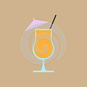 Orange cocktail with umbrella