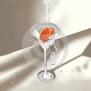 Orange cocktail, water splash