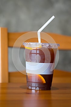 Orange and coffee cocktail with ice