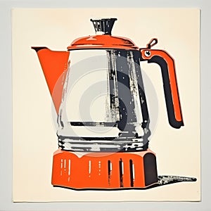 Orange Coffee Pot Print In The Style Of Mike Kelley photo