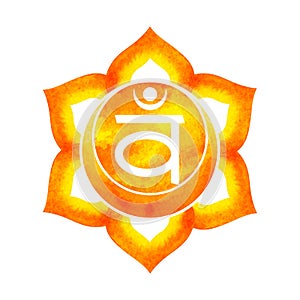 Orange color of chakra symbol sacral concept, flower floral