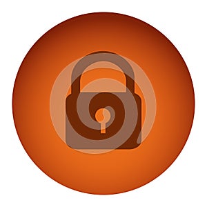 orange color circular frame with silhouette padlock