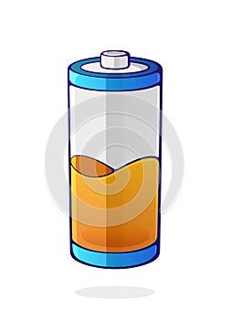 Orange color of the energy status of electrical device accumulator. Used charge level battery indicator.