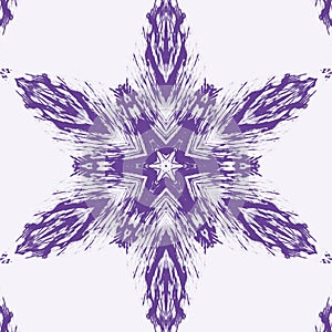 Purple color star flowers art texture on zikzak pattern for tile printings. photo