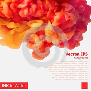 Orange color ink cloud in water