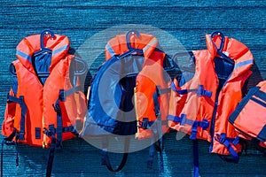 Orange color life jackets