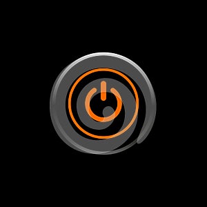 orange color power button vector.