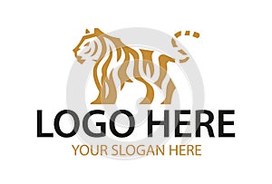 Orange Color Powerful Tiger Stripped Logo Design