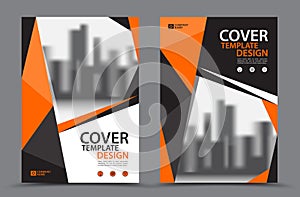 Orange Color Scheme with City Background Business Book Cover Design Template in A4. Brochure flyer layout. Annual Report