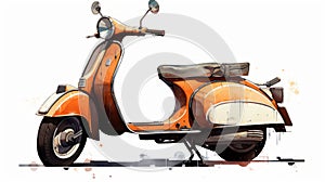 Orange Color Scooter: Realism With Surrealistic Elements