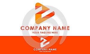 Orange Color Simple Business Tech Triangle Logo Design