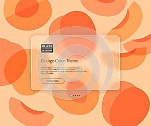 Orange Color Theme. Translucent frosted glass and apricots. Vector image in the glassmorphism style.