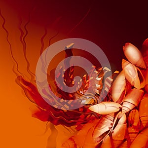 Orange color underwater abstract illustration