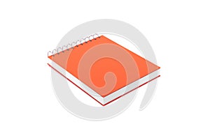 Orange colored Notebook 3d Rendering on white