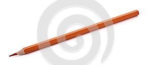 Orange colored pencil isolated on white background
