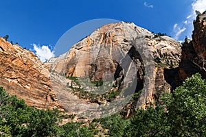 Orange colored rocks with blue sky, Utah