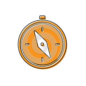 Orange Compass icon isolated on white background. Windrose navigation symbol. Wind rose sign. Vector Illustration