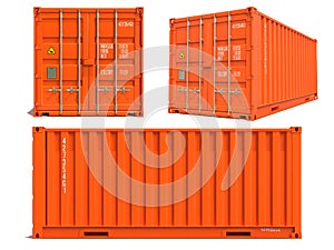 Orange Container in 3D Isolated on White.