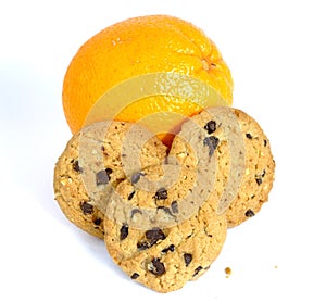 Orange or cookies isolated on white background