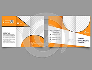 Orange Corporate brochure, trifold template design lyer report template.