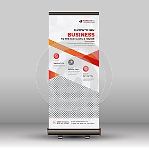 Orange Corporate Roll Up Banner, Standee, Pull Up, Pop Up Banner Template Design for Advertising and Business Purpose