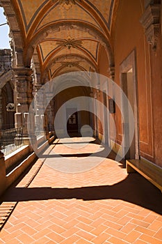 Orange Courtyard Arches Queretaro Mexico