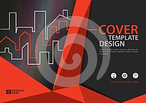 Orange cover template for business industry, Real Estate, building, home,Machinery, other. polygonal background