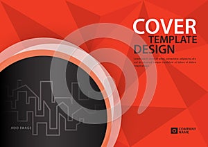 Orange cover template for business industry, Real Estate, building, home,Machinery, other. polygonal background